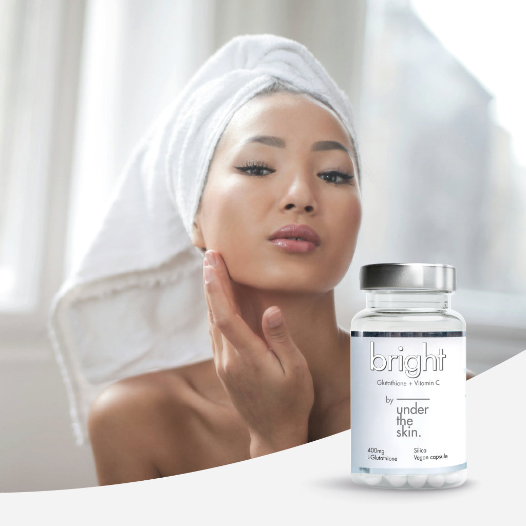bright glutathione vitamin c Under the Skin + Capsules, Pack of 60's raised blood and tissue levels of glutathione Glutathione Whitening Pills - Skin